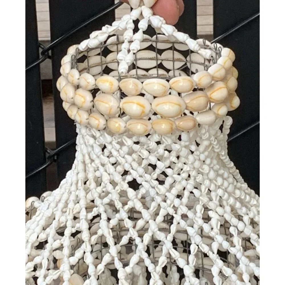 Cowrie Sea Shell Pendant Beach Boho Hanging Decor MCM 24" Tall Seashells - Picture 3 of 8